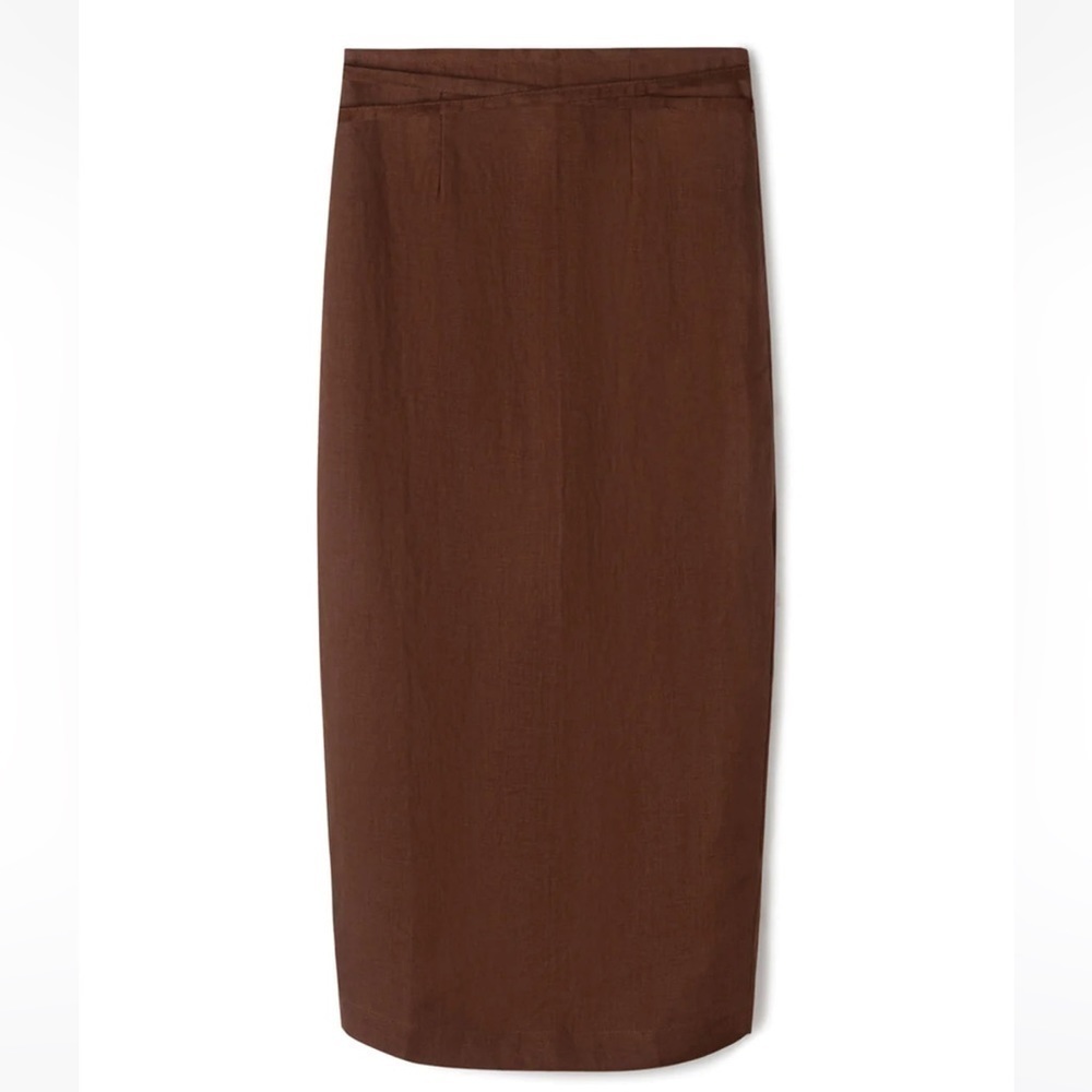 Zulu and Zephyr Chocolate Linen Wrap Skirt sz.US 4 Runs Small - Picture 5 of 12